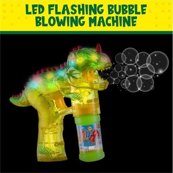 Dinosaur Bubble Machine for Kids 3-5. Dino Bubble Gun LED Lights - Picture 3 of 7